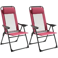 Folding Patio Chairs with Adjustable Sling Back (Set of 2)