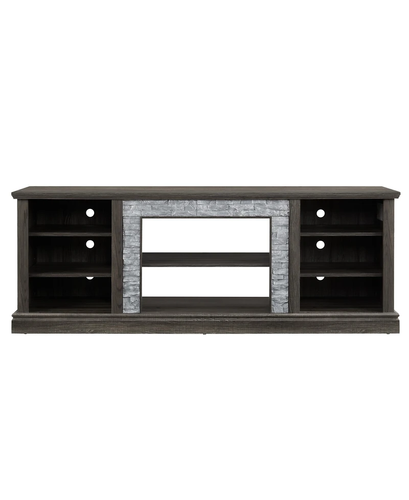 Streamdale Furniture Modern Tv Stand with Faux Stone Surround & Large Storage Cabinet