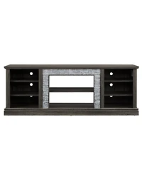 Streamdale Furniture Modern Tv Stand with Faux Stone Surround & Large Storage Cabinet