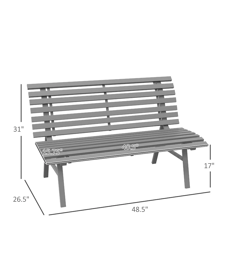 Aluminum Slatted Park Bench: 48.5" for Garden, Patio, Deck