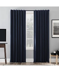 Evelina Faux Dupioni Silk Thermal Extreme 100% Blackout Back Tab Curtain Panel