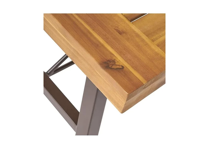 Streamdale Acacia Wood Coffee Table, Teak and Metal, 45.75"W x 27.25"D
