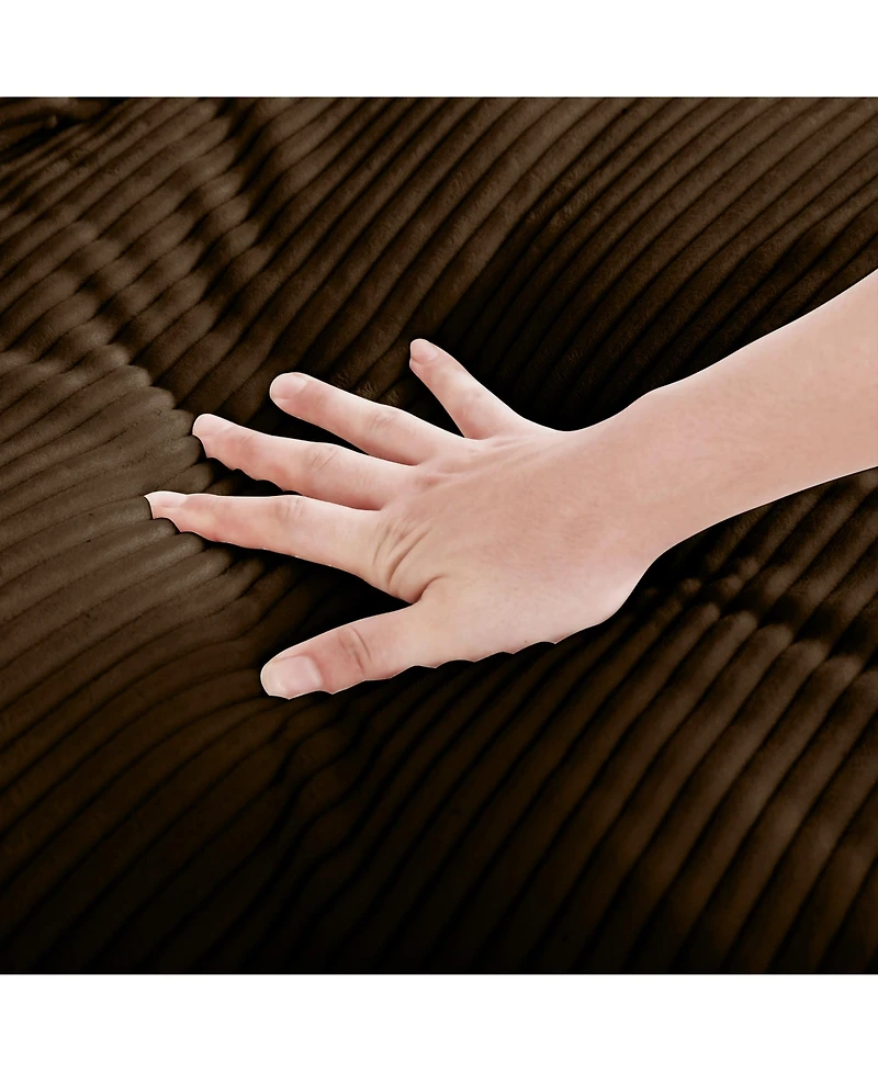 Simplie Fun Brown Corduroy Deep Seat Single Sofa with Waist Pillow