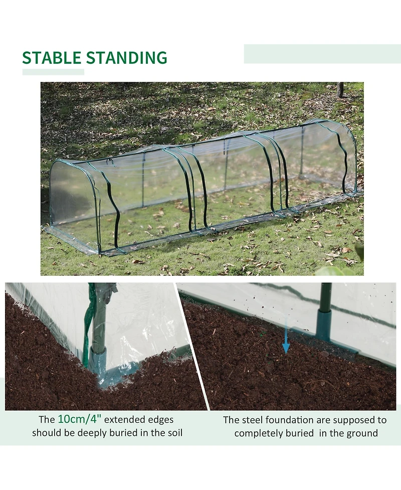 Mini Greenhouse: 11' x 3' x 2.5', Portable with Steel Frame