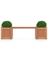 Wood Planter Box with Bench for Garden Yard Balcony