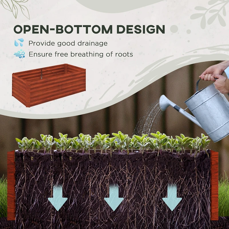Galvanized Raised Garden Bed - 6' x 3' x 2' Planter, Dark Brown