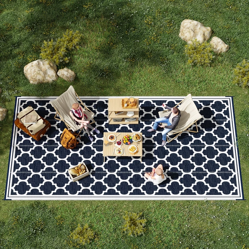 Reversible Plastic Straw Rug: Waterproof Outdoor Mat for Camping, Picnics