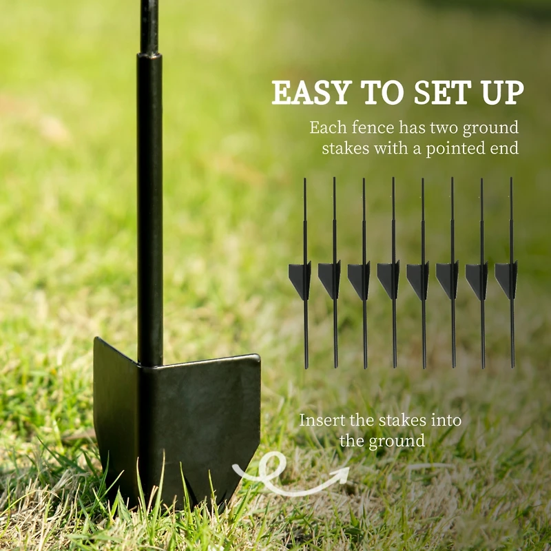 4 Pack Steel Garden Fence Panels