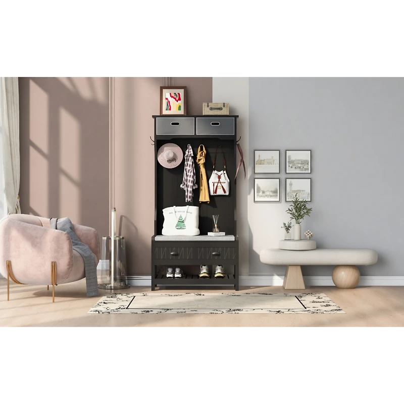 Streamdale 3-in-1 Hall Tree with Hooks, Bench, and Storage