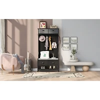 Streamdale 3-in-1 Hall Tree with Hooks, Bench, and Storage