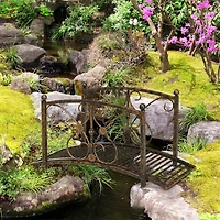 Decorative Metal Garden Bridge with Safety Rails