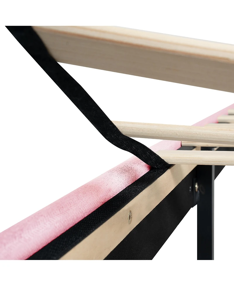 Queen Bed with Tufted Headboard, No Box Spring Needed