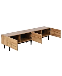 Streamdale Modern Media Console with Open Shelves, Led Light, and Drop-Down Door