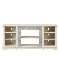 Mantel Stone Tv Media Stand with Faux Stone Surround