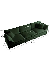 Streamdale Furniture Comfy Modular Oversized L-Shaped Sectional Sofa with Ottoman (Green)