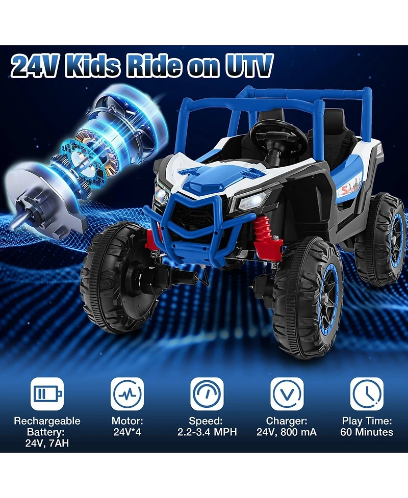 2-Seater Kids Ride on Utv with 2.4G Remote Control for over 3 Years Old Children-Red