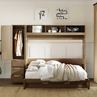 Streamdale Furniture Antique Grey Murphy Bed with Wardrobe and Storage