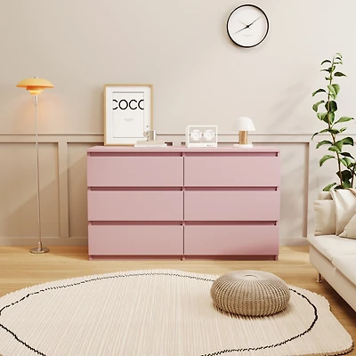 Streamdale Pink Large 6 drawers chest of drawer dressers table