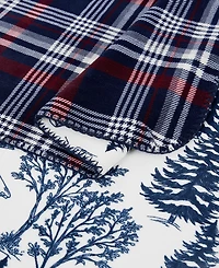 Weatherproof Reversible Plaid Throw, 50" x 70"