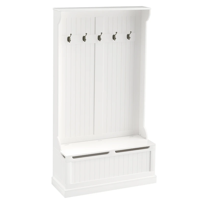 38" 3-in-1 Entryway Hall Tree with Bench, Hooks, and Shoe Rack