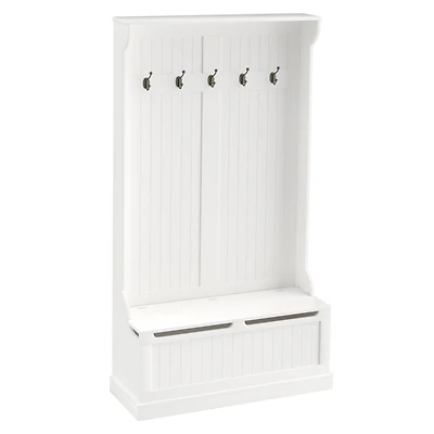 38" 3-in-1 Entryway Hall Tree with Bench, Hooks, and Shoe Rack