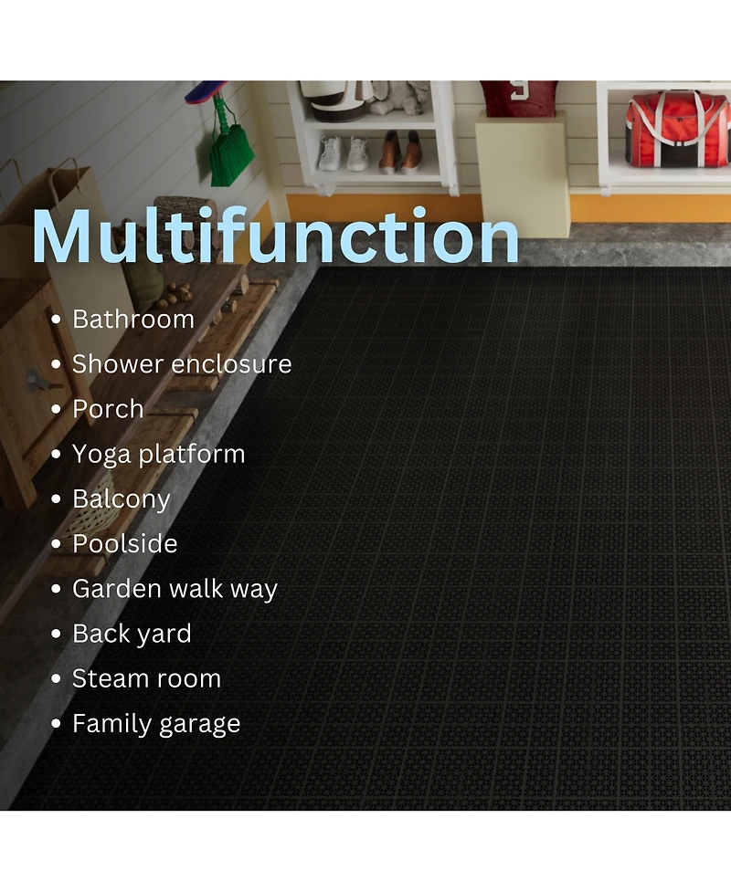 Streamdale Furniture Black Interlocking Deck Tiles Waterproof, Strong, All-Weather