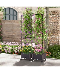 Givimo 67 Inches Raised Garden Bed with Planter Box and Trellis