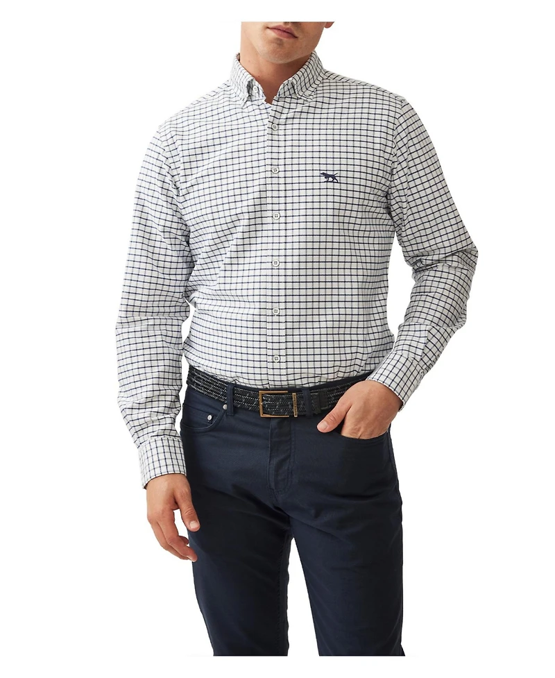 Rodd Gunn Men's Check Oxford 3 Long Sleeve Slim Fit Shirt