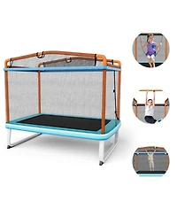 Sugift 6 Feet Rectangle Trampoline with Swing Horizontal Bar and Safety Net
