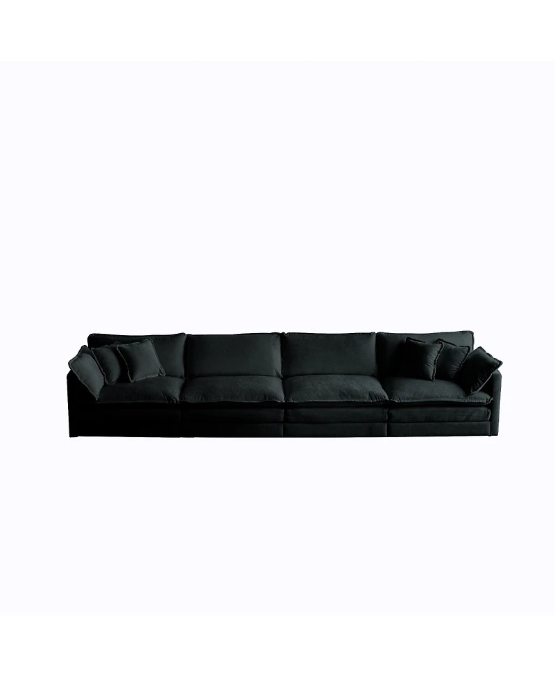 Streamdale Furniture U-Shape Chenille Sofa with Reversible Chaise & Ottomans