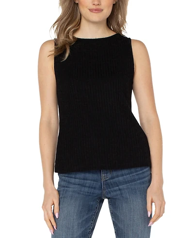 Liverpool Los Angeles Women's Sleeveless Boat Neck Rib Knit Top