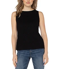 Liverpool Los Angeles Women's Sleeveless Boat Neck Rib Knit Top