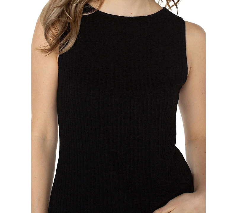 Liverpool Los Angeles Women's Sleeveless Boat Neck Rib Knit Top
