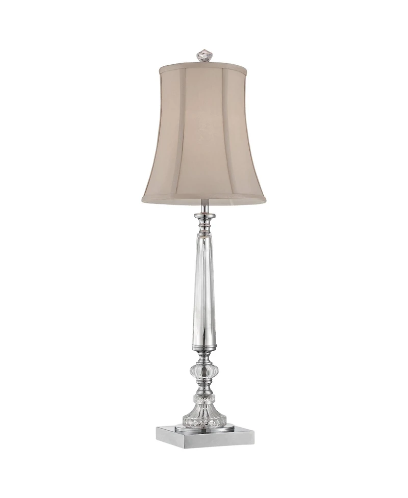 Vienna Full Spectrum Belardo Traditional Buffet Table Lamp 32" Tall Clear Crystal Taupe Bell Shade for Bedroom Living Room Bedside Nightstand Off