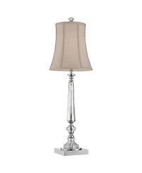 Vienna Full Spectrum Belardo Traditional Buffet Table Lamp 32" Tall Clear Crystal Taupe Bell Shade for Bedroom Living Room Bedside Nightstand Off