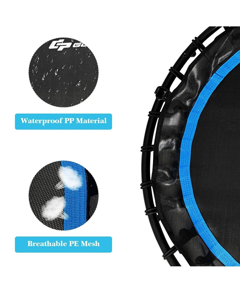 40 Inch Foldable Fitness Rebounder with Resistance Bands Adjustable Home