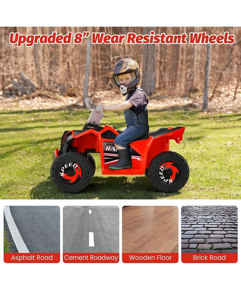 Vebreda Kids Ride on Atv 4 Wheeler Quad Toy Car with Direction Control-Pink