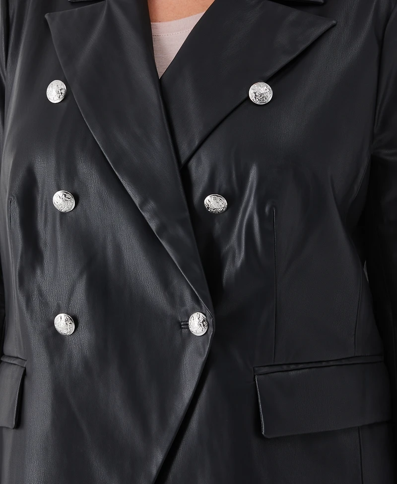 Rafaella Leather Double Breasted Blazer