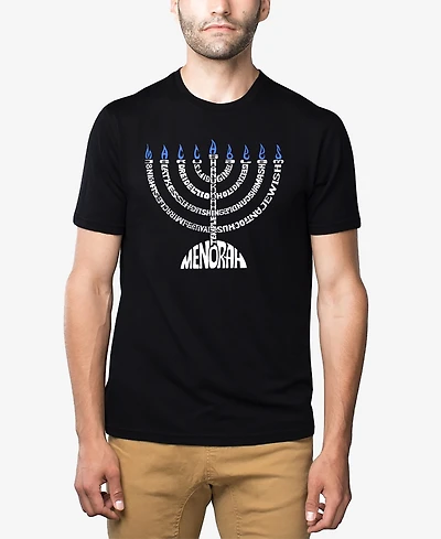 La Pop Art Men's Menorah Premium Blend Word T-Shirt