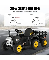 12V Ride on Tractor with 3-Gear-Shift Ground Loader for Kids 3+ Years Old
