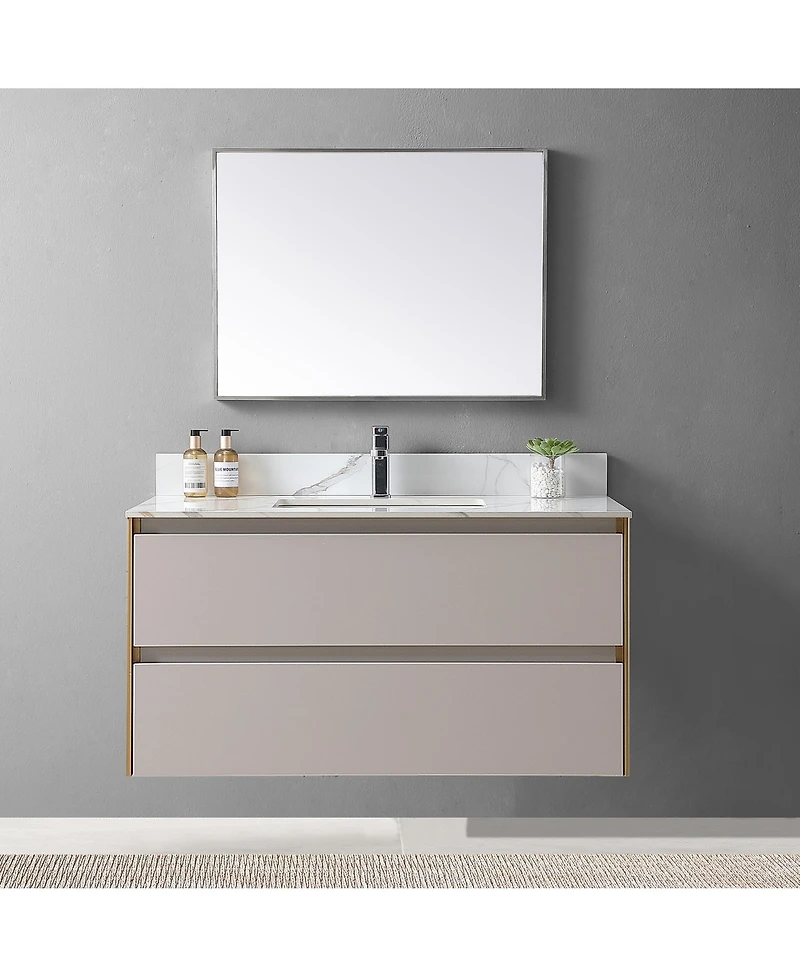 Streamdale Furniture Carrara Gold Sintered Stone Vanity Top with Ceramic Sink (43x22")