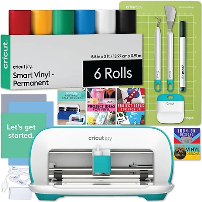 Cricut Joy Machine Rainbow Vinyl, Joy Starter Tool Set, and Transfer Tape Bundle