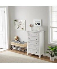 gaomon 5 Drawers Dresser,Storage Dresser with Metal Handles,Chest of Drawers for Bedroom, Living Room, Hallway, Office, Woodeen Dresser(White)_15.7"D
