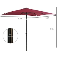 9ft Solar Led Patio Umbrella with Tilt & Crank