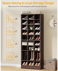 Tribesigns 10-Tier Shoe Storage Cabinet, Gray Wooden Shoe Rack with 30 Cubbies