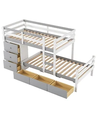 Simplie Fun Twin Over Loft Bunk Bed With Drawers And Ladder