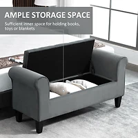 Tufted Storage Bench with Rolled Arms