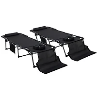 Folding Chaise Lounge with Adjustable Back, Reading Hole, Pocket & Headrest