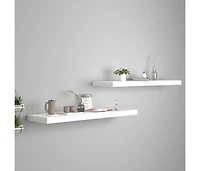 Floating Wall Shelves 2 pcs White 35.4"x9.3"x1.5" Mdf