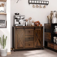 Rustic Farmhouse Buffet Cabinet with Barn Doors
